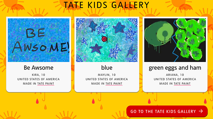 Homepage of redesigned Tate Kids website