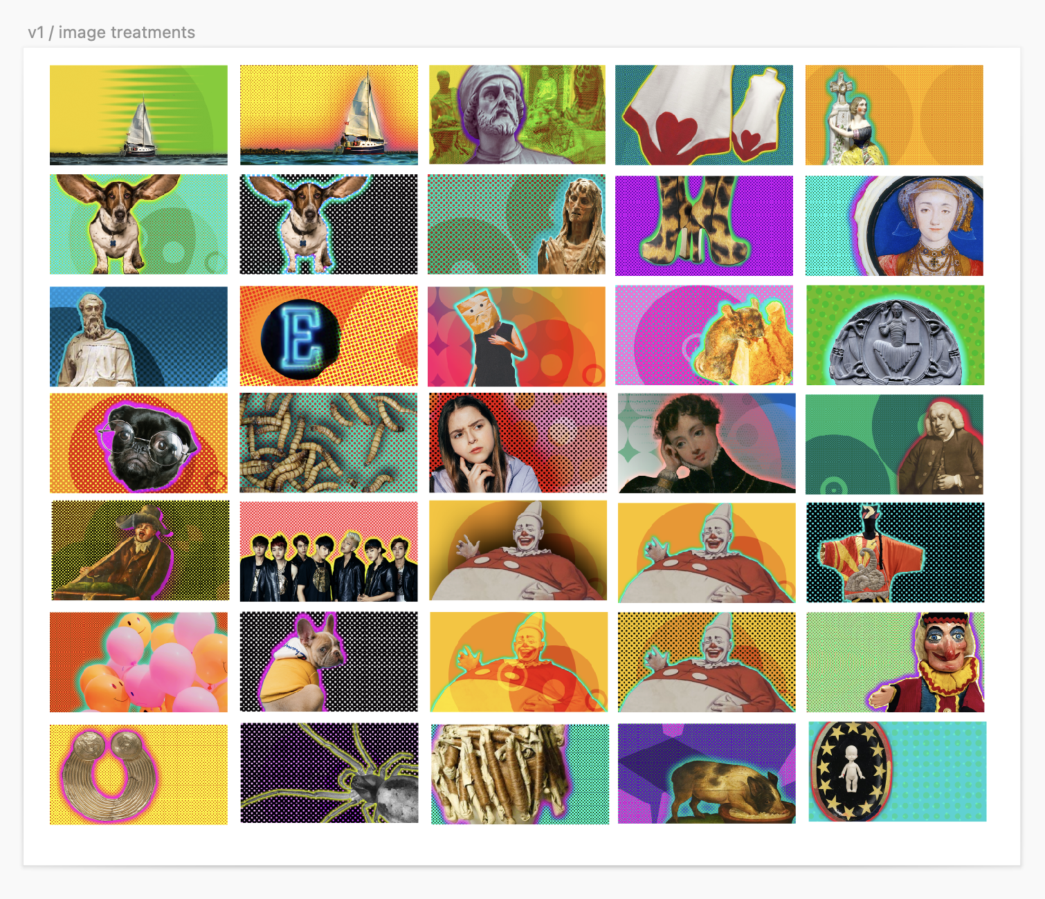 A block of designs for the initial image treatment